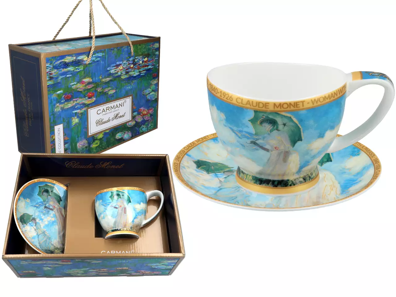 Juego de taza y plato - C. Monet - Mujer con paraguas