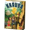 En esta imagen aparece la caja del juego de mesa Karuba de la marca HABA. El diseño de la caja muestra a un grupo de exploradores aventureros en la jungla, mientras se dirigen a la búsqueda de un tesoro escondido, con un estilo gráfico colorido y emocionante.