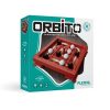 La caja de Orbito de FLEXIQ presenta un diseño llamativo, con el tablero de juego en rojo brillante y las esferas blancas y negras listas para el desafío. Perfecto para partidas rápidas y estratégicas entre dos jugadores.