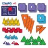 Conjunto de piezas del set Magna-Tiles Combo + microMAGS, que incluye diversas formas y colores. Cada pieza está diseñada para conectar fácilmente, brindando la posibilidad de construir y explorar con imaginación.