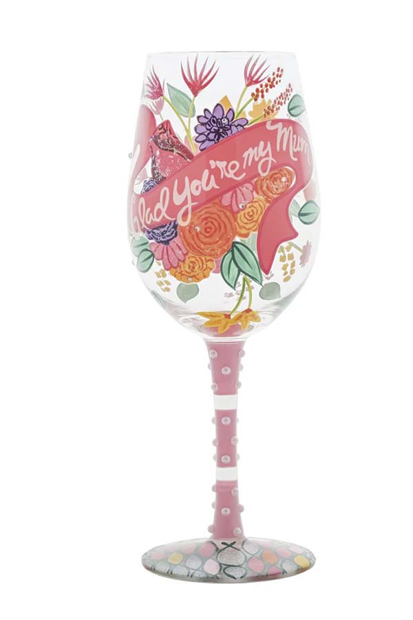 Muestra tu amor y gratitud con la copa "Glad You’re My Mum" de Lolita. Diseñada con un tema floral, colores cálidos y un mensaje especial dedicado a las madres. Un regalo perfecto para el Día de la Madre.