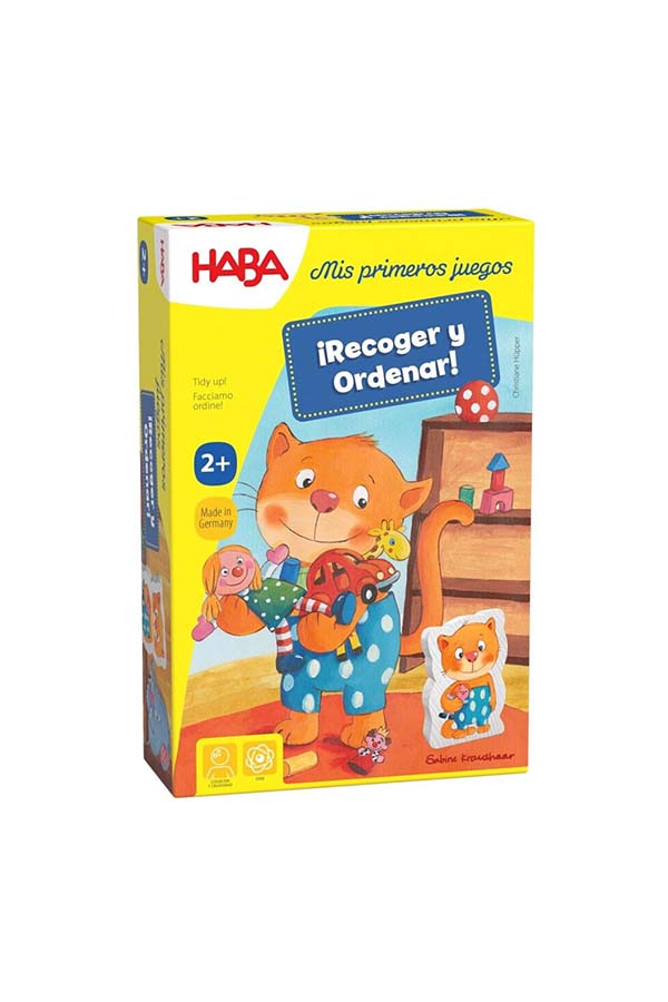 ¡Hora de recoger! En este juego cooperativo, los niños ayudan al pequeño gato Tom a guardar sus juguetes en la estantería. Aprender a organizar nunca ha sido tan divertido. Con piezas de madera resistentes, ideal para niños de 2 años en adelante.