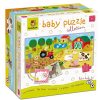 La caja del "LUDATTIC Baby Puzzle Collection - La Granja" destaca su contenido de 32 piezas y la posibilidad de jugar con dos niveles de dificultad. Es un juguete ideal para niños a partir de 2 años, promoviendo la motricidad fina y el reconocimiento de formas y colores.