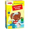 Imagen de la caja del juego "Haba Conejito Burbuja", diseñado para niños a partir de 2 años. Incluye un conejito y accesorios de baño para un divertido juego de memoria y clasificación.