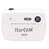 Imagen de la cámara instantánea StarCAM Print en color blanco, con lente, flash y altavoz visibles en su parte frontal.