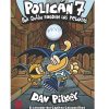 Portada del libro Policán 7 - Por quién ruedan las pelotas de Dav Pilkey. Policán y Chikigato corren por un túnel de piedra con aspecto de templo antiguo, mientras una gran bola blanca rueda hacia ellos.