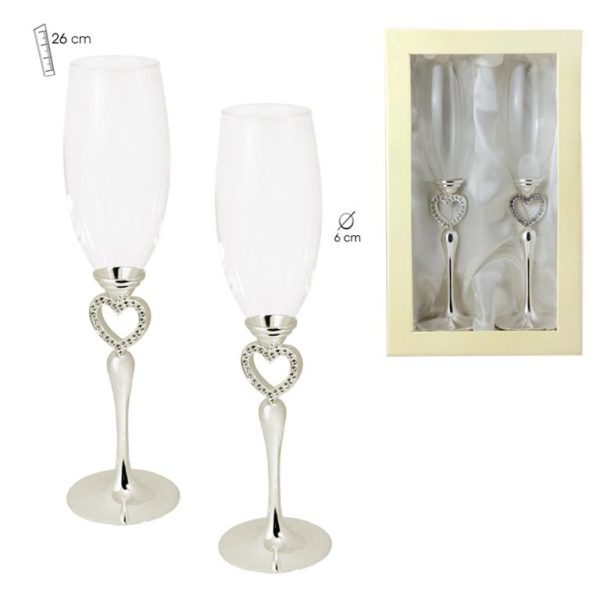 Set de 2 Copas de Cava Corazón Calado