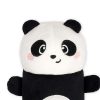 Primer plano de la simpática carita del estuche panda, con detalles bordados de alta calidad.