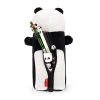 Imagen del estuche panda abierto, mostrando su interior con capacidad para bolígrafos, lápices y accesorios escolares.