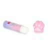 Barra de pegamento rosa y lila de Legami con tapa de pata de gato quitada, lista para usar.