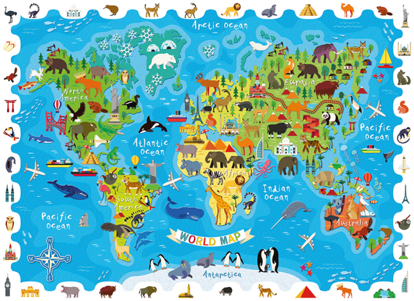 Alternative view of Detective Puzzle-Mapamundi de los Animales-LUDATTIC.