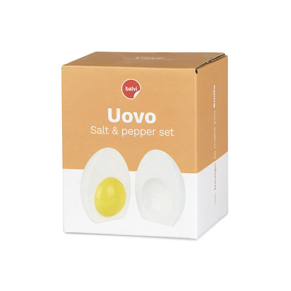 Set sal y pimienta Huevo blanco porcelana - Imagen 2