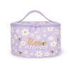 Neceser amplio con estampado de flores y abejas, perfecto para organizar maquillaje o accesorios de viaje.