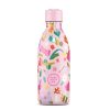 Botella reutilizable infantil con divertido diseño de insectos, flores y naturaleza sobre fondo rosa. Fabricada en acero inoxidable con tecnología térmica para mantener las bebidas frías y calientes durante horas.
