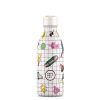 Botella reutilizable infantil con divertido diseño de skate, emojis y accesorios urbanos. Fabricada en acero inoxidable con aislamiento térmico de larga duración.